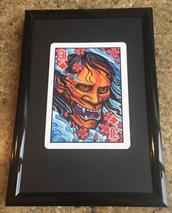 Framed Chester Bennington (Linkin Park) Club Tattoo Playing Card JACK DIAMONDS