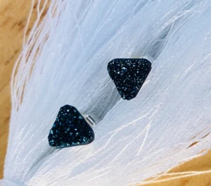 Blue Druzy Earrings - Picture 1 of 4