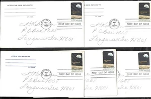 NASA 1969 APOLLO 8 US #1371 MOON SURFACE EARTH ORBIT 6c STAMP 5 FIRST DAY ISSUES - Picture 1 of 11