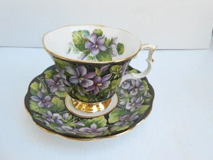VTG Royal Albert Fine Bone China Cup & Saucer Provincial Flowers PURPLE VIOLET - Picture 1 of 10