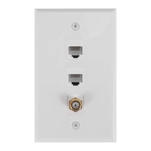 Ethernet Koax Wand Platte, 2 Port Cat6 RJ45 und 1 Port F Typ Anschluss Koa9620 - Afbeelding 1 van 7