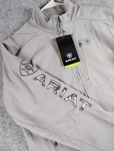Chaqueta softshell Ariat Logo 2.0 para hombre pequeña gris embarcadero occidental exterior nueva con etiquetas - Imagen 1 de 13