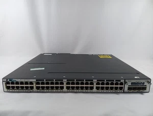 Cisco Catalyst 3750-X Series WS-C3750X-48P-S 48-Port Gigabit Switch + C3KX-MN-1G - Picture 1 of 8