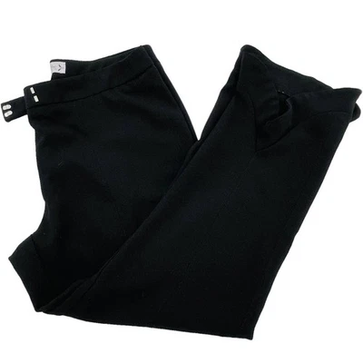 Pantalones elegantes recortados Nanette Lepore negros tejidos con volantes dobladillo abertura para mujer talla 4 Foto 1 de 4