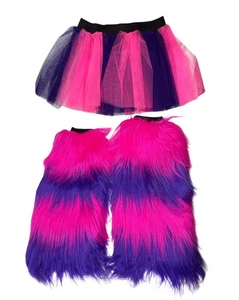PINK Purple Tutu Skirt Legwarmers Fluffy  Halloween Leg warmer Women Costume - Picture 1 of 1