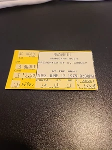 Boleto de concierto de Nazareth/Mahogany Rush 1979 The Omni Atl., Ga - Imagen 1 de 4