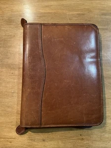 VTG Day-Timer Bourbon Brown Antique Calf Leather 7-Ring Planner Binder 8x10 - Picture 1 of 11