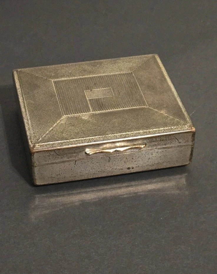 Caixa de cigarro Aristocrat Art Deco forrada de mogno cromada inglesa exclusiva - Imagem 1 de 4