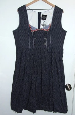 KOJOOIN Dirndl Oktoberfest Blue Polka Dot Quality Lined Bodice Dress - NWT - XXL - Image 1 of 2