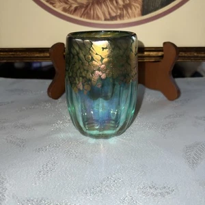 HANDBLOWN IRIDESCENT ART GLASS SIGNED ELAINE HYDE - Picture 1 of 5