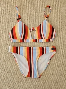 Hollister 2-Pc Striped Bikini Bathing Suit Top Sz M Bottoms Sz S ~ Double Lined - Picture 1 of 3