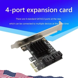 SATA PCIe Adapter 4 Ports SATA III to PCI Express 3.0 X1 Expansion Cards - Afbeelding 1 van 7