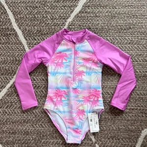 Angel Season Tropical Print Long Sleeve Kids One Piece Sz 8 - Picture 1 of 4