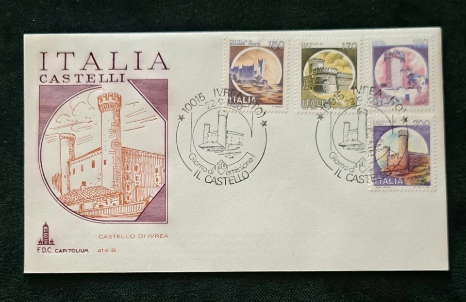 Italia busta primo giorno francobollo " Castelli D'Italia " Serie Del 1980 - Immagine 1 di 1