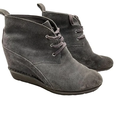 ROCKPORT Gris Cuero Genuino Gamuza Cuña Botines Botas Zapatos Informales 8.5 Foto 1 de 4