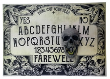 A4 Hand Finished Plague Ouija Board with Screaming Skull Planchette, Black Death