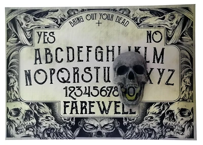THE PLANCHETTE A4 Hand Finished Plague Ouija Board with Screaming Skull Planchette, Black Death