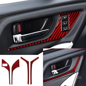 4x Borde de panel de manija de puerta interior de fibra de carbono rojo para Subaru Forester 2013-2018 - Imagen 1 de 12