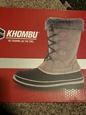 Khombu Emily Grey Suede Leather Faux Fur Winter Snow Boot Waterproof Sz 11