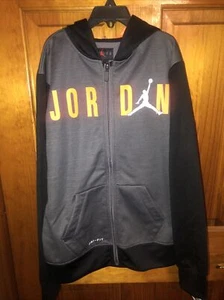 NIKE Jordan Training Gray/ Orange Full Zip Hoodie Jacket Large 12-13  NWT - Picture 1 of 7