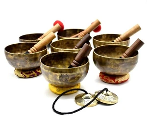 All 7 inches size full moon singing bowl set of 7 - Tibetan Singing bowls - yoga - Picture 1 of 5