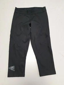 UU40 WOMENS ADIDAS BLACK ELASTICATED 3/4 GYM YOGA BOTTOMS U M W28 L20 - Picture 1 of 4