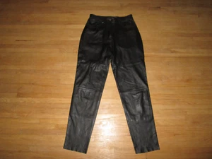 Pantaloni moto donna HARLEY Davidson pelle nera 5 tasche foderati taglia 40/12 - Foto 1 di 5