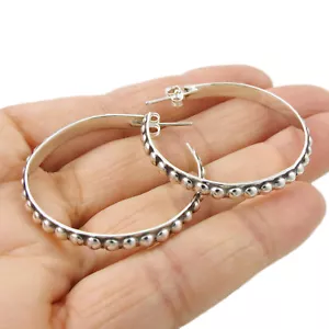 Große Perlenreifen massiv 925 Sterlingsilber Kreis Ohrringe Geschenkverpackung - Bild 1 von 5