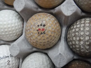 antiker Golfball Vintage rote Flagge - Bild 1 von 2