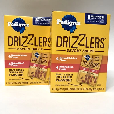 Pedigree Drizzlers Savory Sauce Wet Dog 2.1oz Twin Pouches | 2 X 8-Pack(32 serv) - Image 1 of 4