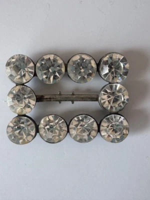 Hebilla de diamantes de imitación Art Deco vintage grandes piedras de vidrio transparente tono plata 2" Foto 1 de 4