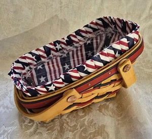 Longaberger 1996 All-American Summertime Mini Basket w/ Liner & 2 Protectors - Picture 1 of 4