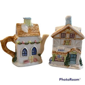 Houston Harvest  2000 Collectors Series Tea Pot And Canister Set Ceramic House - Picture 1 of 12