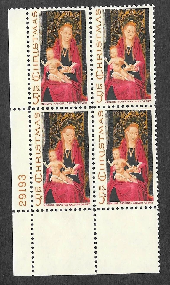 U.S. SCOTT 1336 MNH 5 Cents PLATE BLOCK OF 4 - 1967 - CHRISTMAS ISSUE - Image 1 of 1