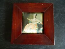 Vintage Silk Print Framed Picture Wall Deco Print Victorian lady In Peach Dress
