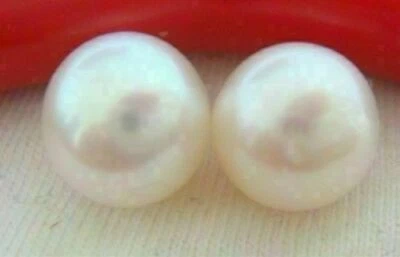 NEW Huge AAA 12-13mm Japanese Akoya white stud pearl earrings 14K Yellow gold - Image 1 of 2