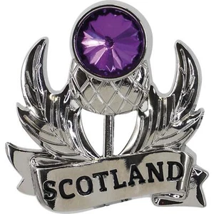 Enamel Fridge Magnet Scottish Thistle Crystal Bling with Scotland Word - Bild 1 von 2