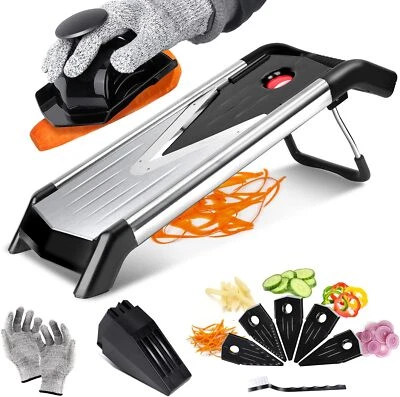 Profi Edelstahl V-Hobel Gemüsehobel - Gemüseschneider - mit 5x Klingen - Hobel - Bild 1 von 4