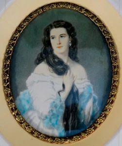 Antique Miniature Portrait Painting of Madame Rimsky-Korsakov - Picture 1 of 9