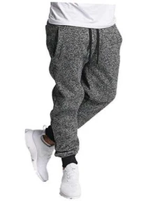 Men's Marled Fleece Sweatpants - Regular and Big & Tall Large Marled Black - Picture 1 of 6