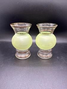 Jarrones vintage Bartlett Collins Bud verde 3,75" borde dorado, ¡algún desgaste ver fotos!! - Imagen 1 de 14