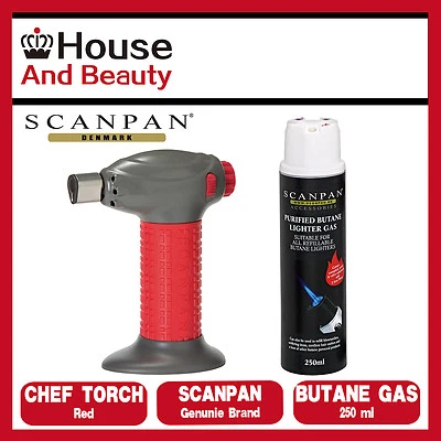 NEW Scanpan Chef's Torch - Red & Classic Butane Gas Cylinder 250ml (RRP $50) - Image 1 of 4