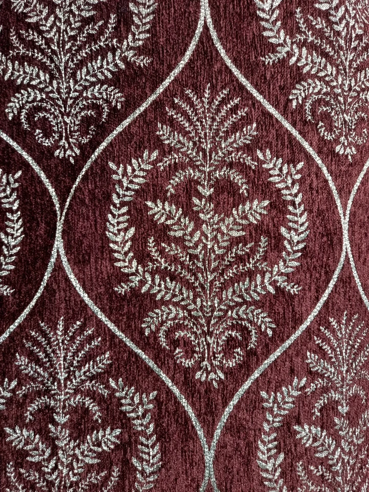 5 colors Damask fabric silver pattern on chenille 60" wd upholstery sold by yard - Image 1 of 1