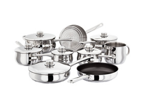 Stellar 1000 SET OF 8 Stainless Steel Pans Saucepans with Lids Non Stick 