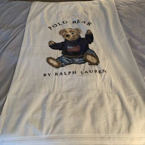 Vtg Ralph Lauren Polo Pony Horse Logo Huge Jumbo Beach Bath Towel 68"X33" White - Picture 1 of 3
