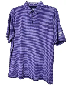 Straight Down Polo Shirt Men's Sz XL Purple Striped Las Vegas Paiute Golf Course - Picture 1 of 9