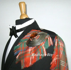 FLY PLAID TARTAN MACDOUGALL ANCIENT 16oz WORSTED WOOL MADE IN SCOTLAND KILT MENS - Picture 1 of 4