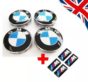 B M W ALLOY WHEEL CENTRE HUB CAPS E30,E36,E46,E92 68mm 1/3/5/6/7 + M Stickers - Picture 1 of 3