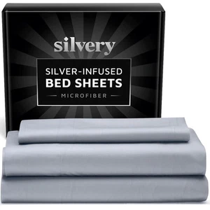 Silver Infused Bed Sheets Set - Extra Soft Breathable Fabric with Self-Cleani... - Picture 1 of 9
