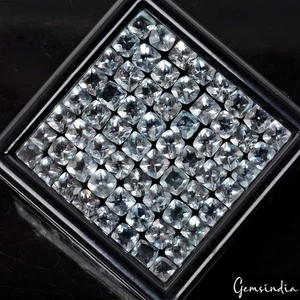 64 Pc Natural Blue Aquamarine 5mm Cushion Cut Loose AAA Grade Gemstones~31.20 Ct - Picture 1 of 5